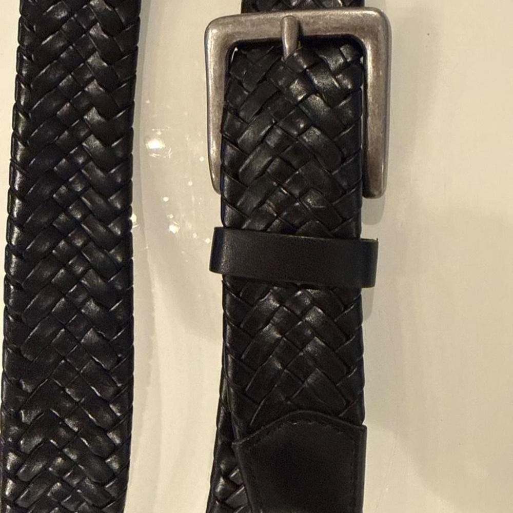 Wrangler Black braided bonded leather belt with silver buckle, size 42/105